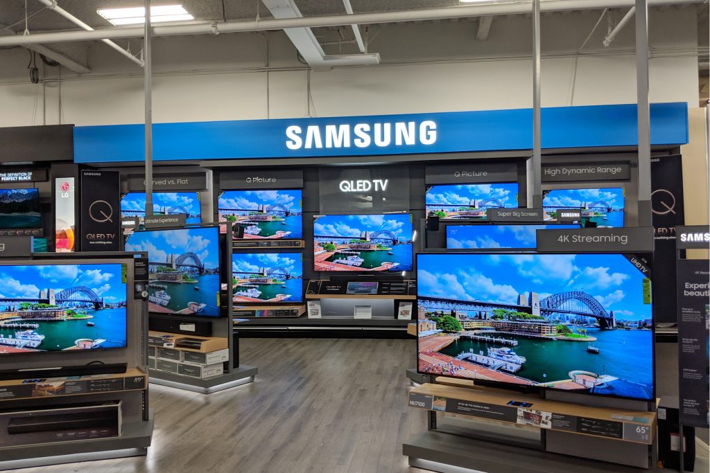 Samsung QLED TVs on display